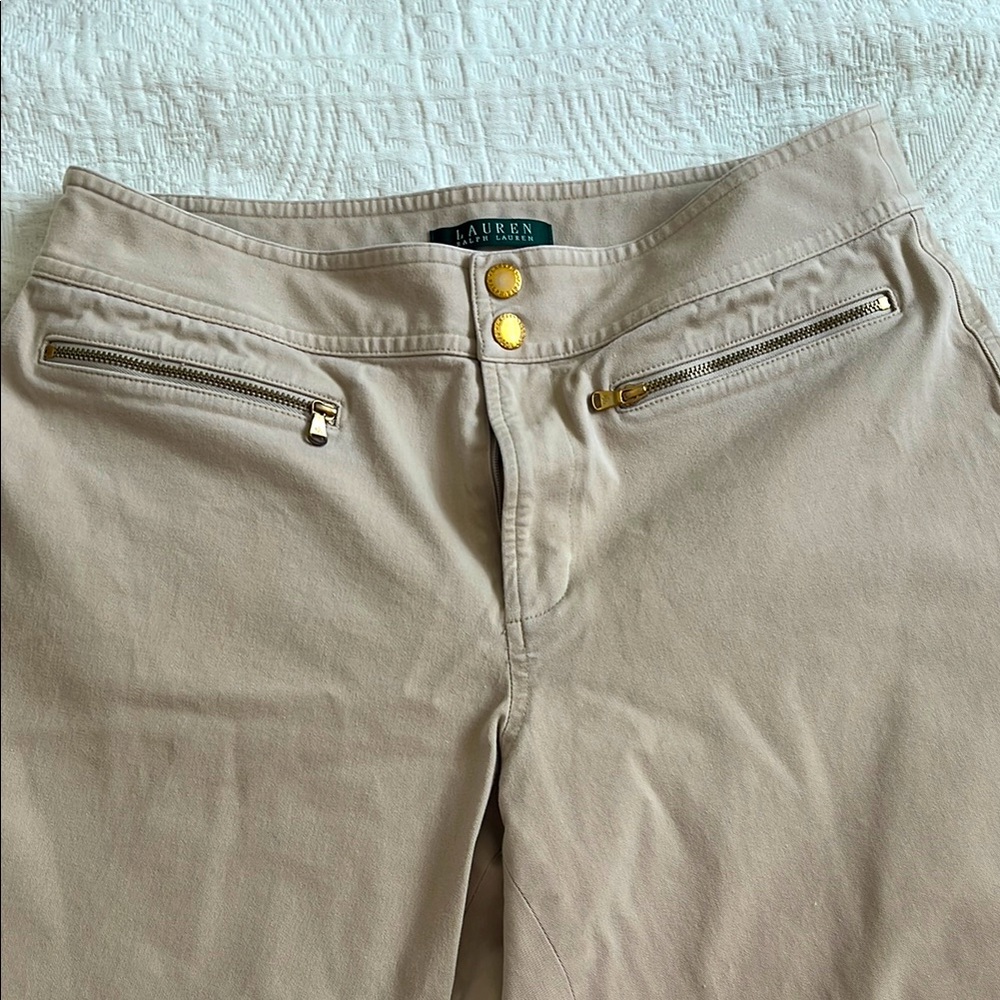 Ralph Lauren Beige Chinos with Gold Accents